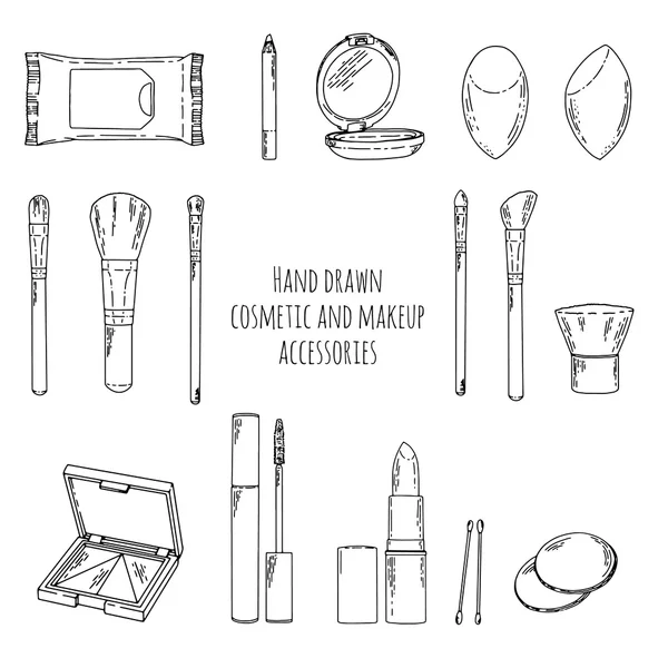 Maquillaje de cosméticos y accesorios de maquillaje — Vector de stock