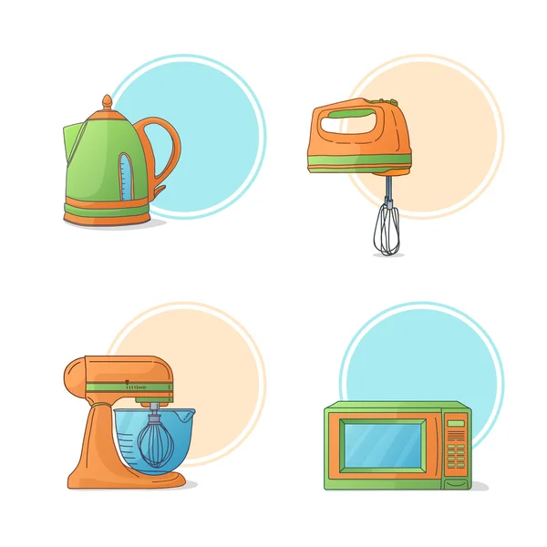 Set of kitchen utensils in cartoon style — 스톡 벡터