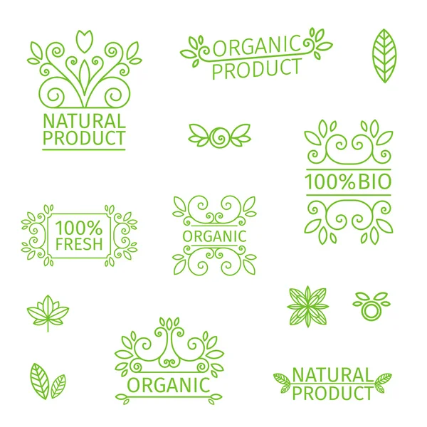 Set of logos organic — Vetor de Stock