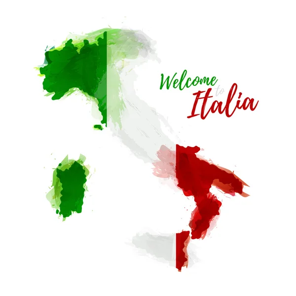 Map of Italia with decoration of national flag — ストックベクタ