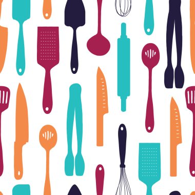 Seamless with pattern of silhouettes cutlery