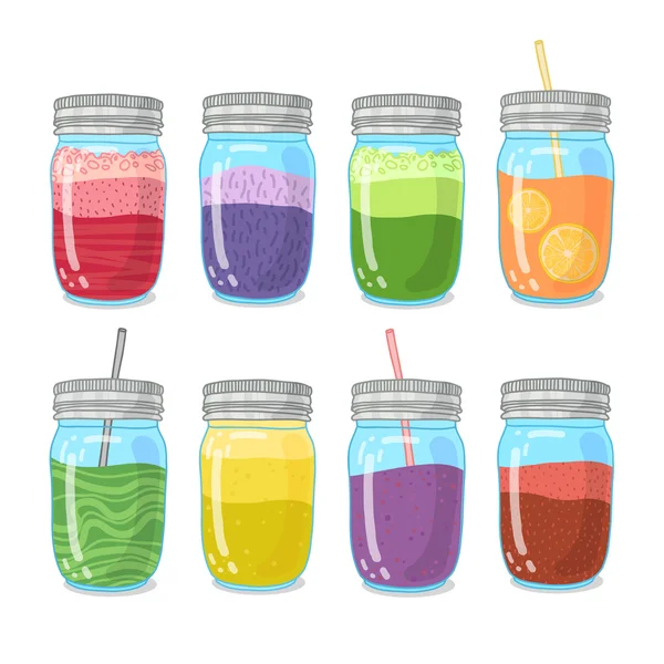 Set smoothies avec différents ingrédients — Image vectorielle