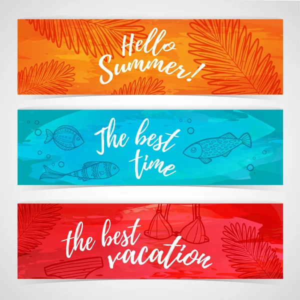 Set of horizontal summer banners — Stock Vector