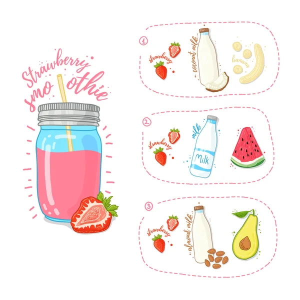 Template Design strawberry smoothie recipe — Stok Vektör