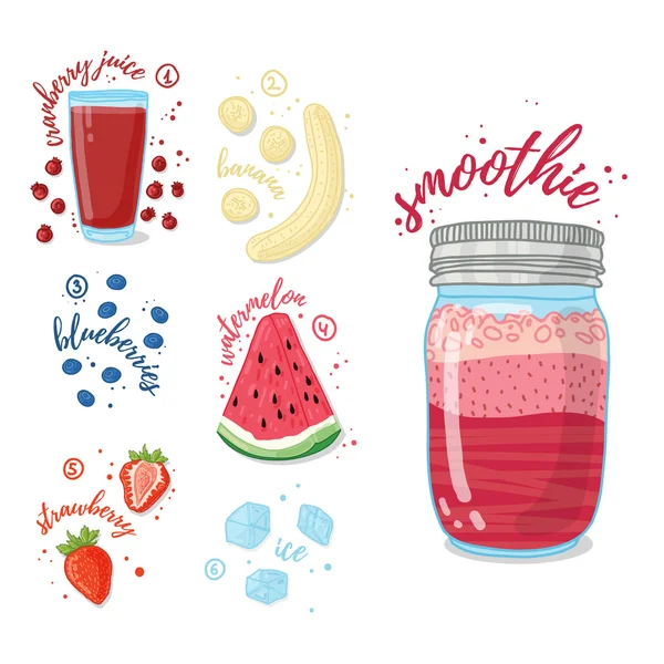 Set con frutas de verano — Vector de stock