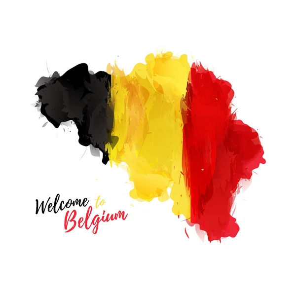 Карта Бельгии с украшение национального флага — стоковый вектор
