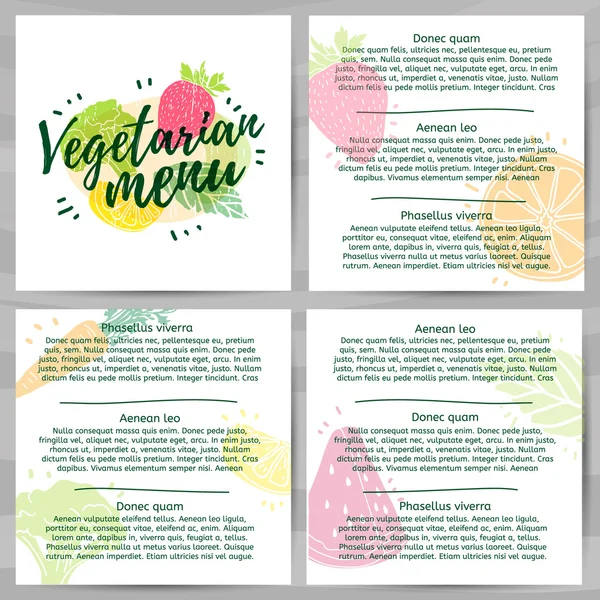 Disegno del modello di menu vegetariano — Vettoriale Stock