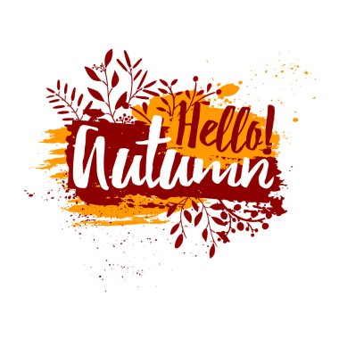 Merhaba sonbahar renkli mürekkep lekesi üzerinde