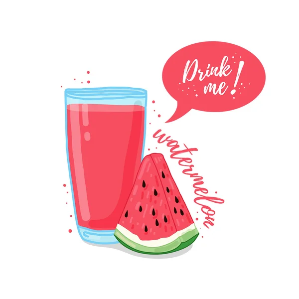 Vodní meloun Čerstvý ovocný koktejl — Stockový vektor
