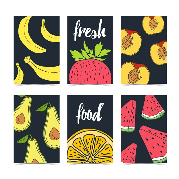 Σύνολο καρτών με φρούτα — Διανυσματικό Αρχείο