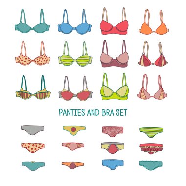 Colored bras and panties set clipart