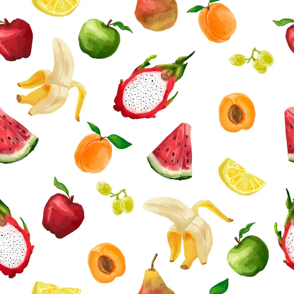 Naadloze patroon van verschillende vruchten — Stockvector