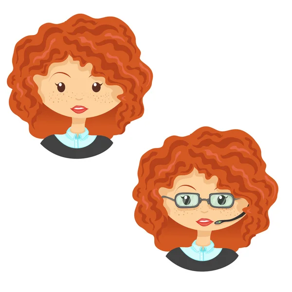 Fille de avatar dessin animé mignon au gingembre — Image vectorielle
