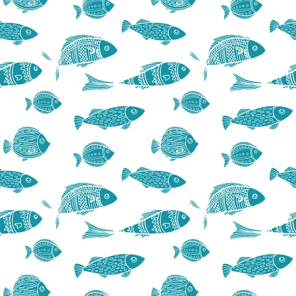 Siluetas azules de peces — Archivo Imágenes Vectoriales