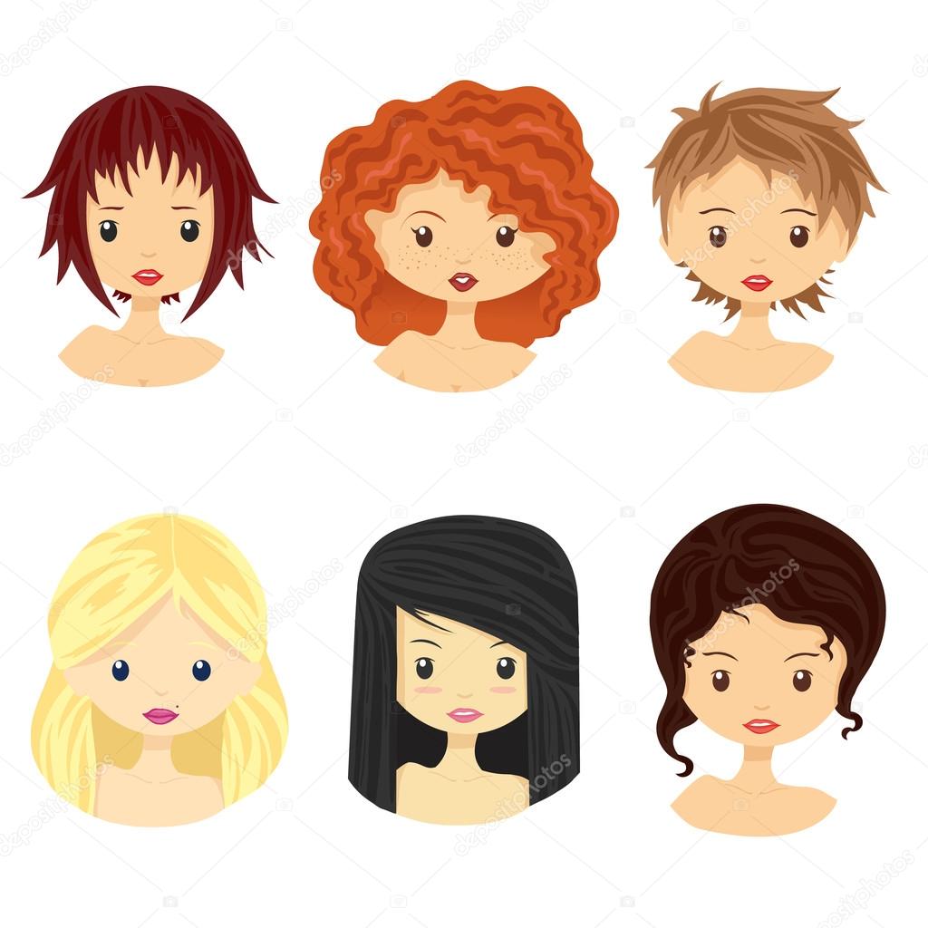Girls with different types of hairstyles
