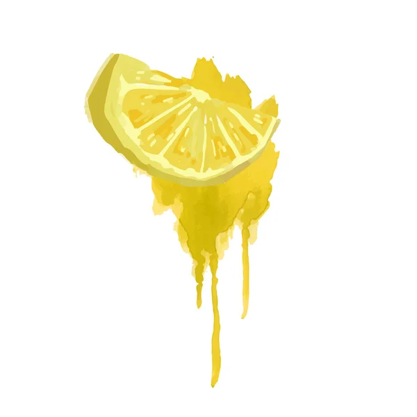 Slice of lemon in a watercolor style - Stok Vektor