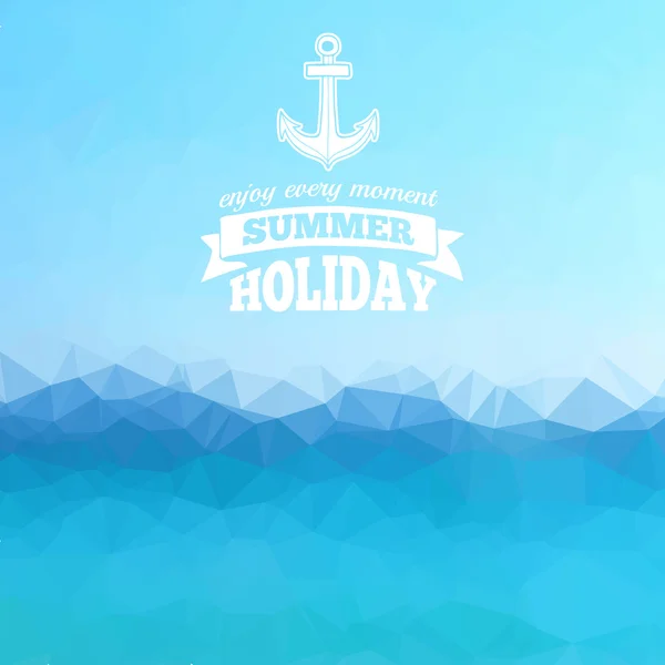 Blaues Meer Hintergrund mit einem Sommer-logo — Stockvektor