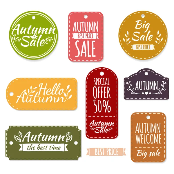 Set of colored autumn stickers — vektorikuva