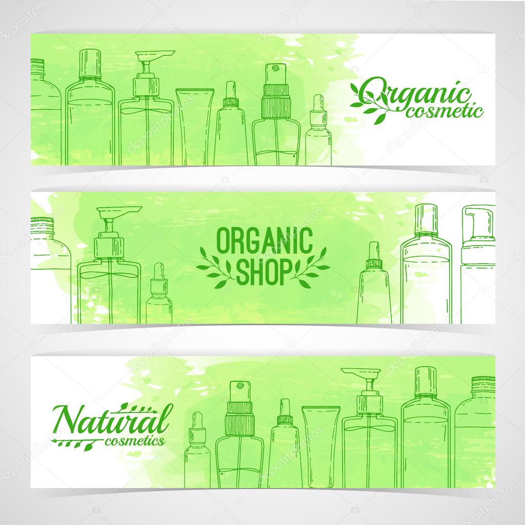 banners about organic cosmetics