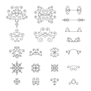 Monochrome, retro set of vintage curls