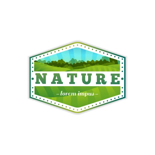 Label with nature and landscape — Vetor de Stock