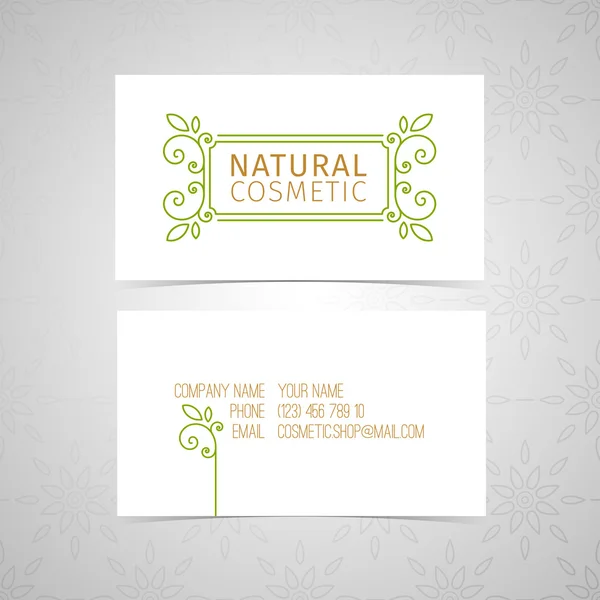 Tarjetas de visita de cosmética natural — Vector de stock