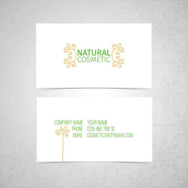 Cartes de visite de cosmétiques naturels — Image vectorielle