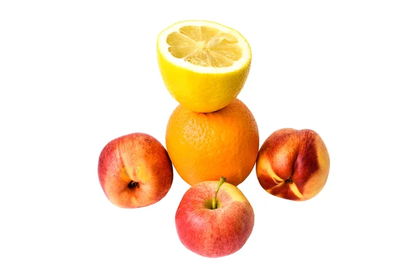 Portakal, limon, elma ve iki nektarin.