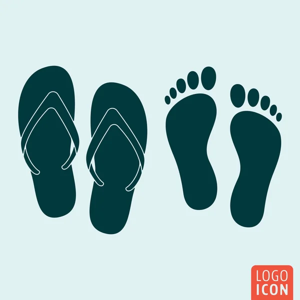 Beach slippers footprint icon isolated — Stock Vector