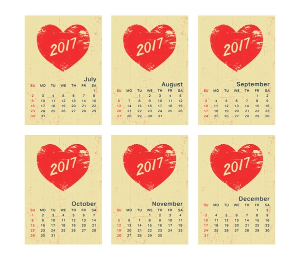 Calendario 2017 modello — Vettoriale Stock