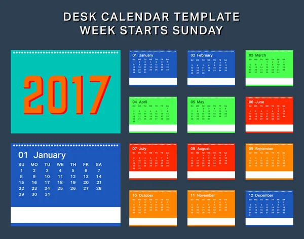 2017 template calendar — Stock Vector