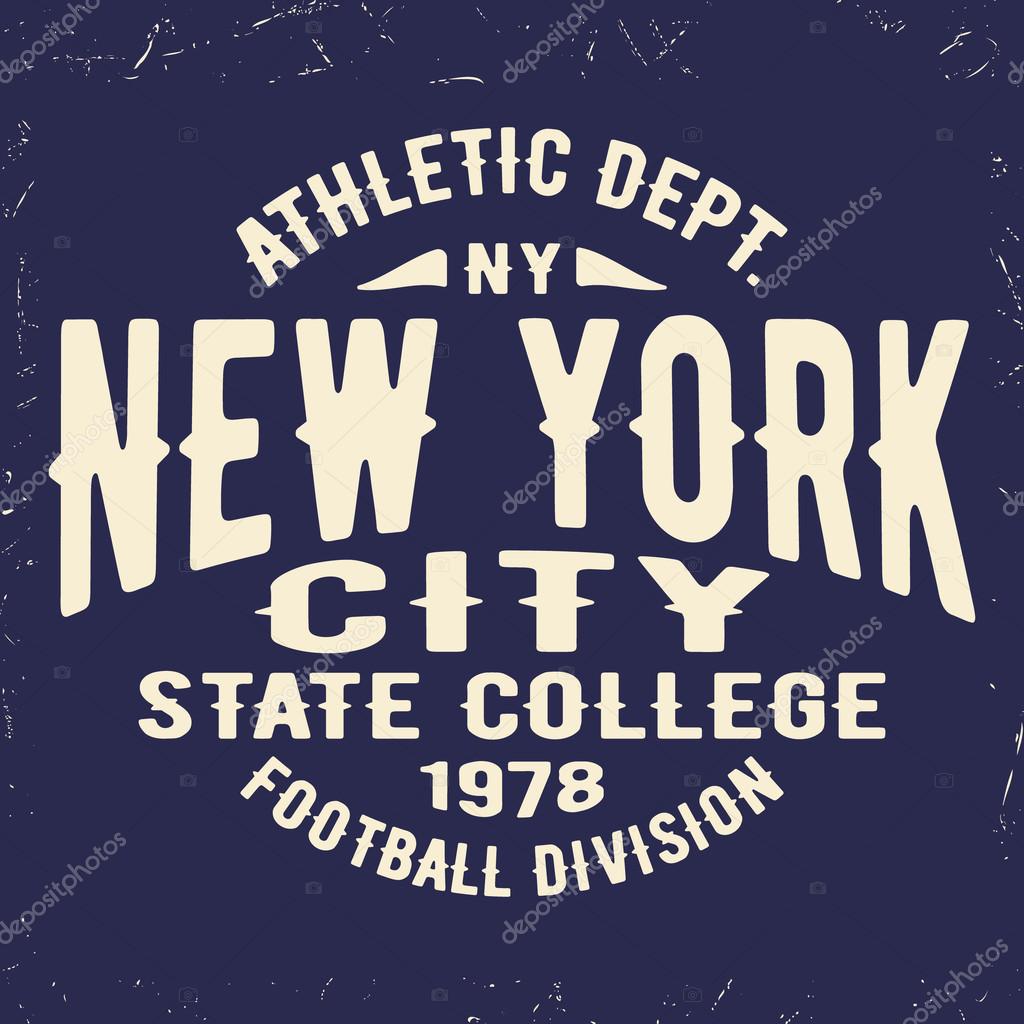 T-shirt print design. New York vintage stamp. Printing and badge applique label t-shirts, jeans, casual wear. Vector illustration.