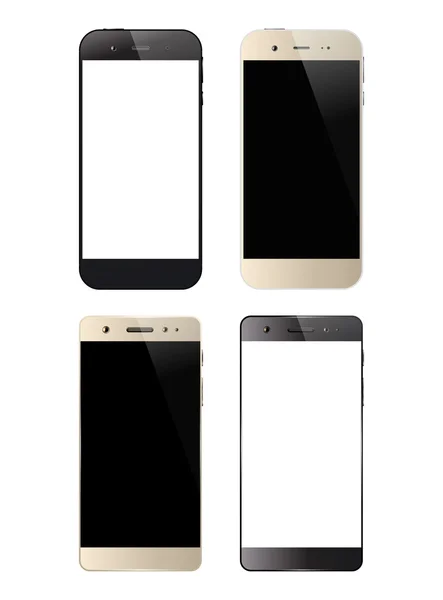 Quatro smartphones preto e branco — Vetor de Stock