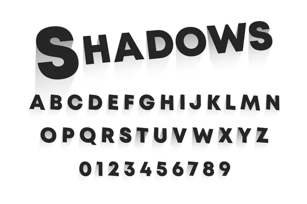Schatten Alphabet Vorlage Satz Von Buchstaben Und Zahlen Design Vektorillustration — Stockvektor