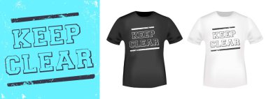 Tişört, pul, tişört izi, tee izi, uygulama, moda sloganı, rozet, etiket kıyafeti, kot pantolon veya diğer baskı ürünleri için Clear tipografisini muhafaza edin. Vektör illüstrasyonu