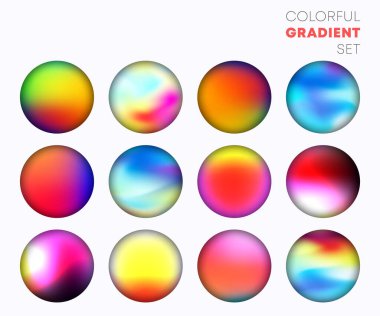 Bulanık daire arkaplan tasarımı ile renkli gradyan seti. Vektör illüstrasyonu.
