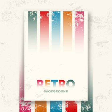 Eski grunge desenli ve renkli çizgileri olan Retro Design posteri. Vektör illüstrasyonu.