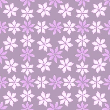 Çiçekli pembe desenli suluboya, mor arkaplan