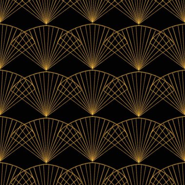 Altın yelpaze çizgileri Art Deco tarzı