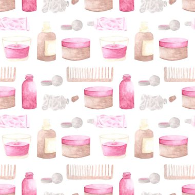 Çevre dostu hijyen ürünlerinin deseni, sprey, merhem, mum, krem ve tüp boyası çizimleri.