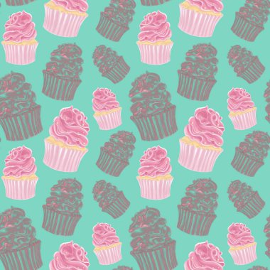 Turkuaz arka plandaki renkli pembe kapkek ve doğrusal desenler kusursuz.