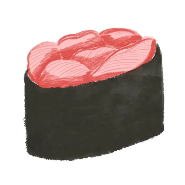 Sushi Piccante Tonno Nori Riso Sfondo Bianco Giapponese Cibo Illustrazione — Foto Stock