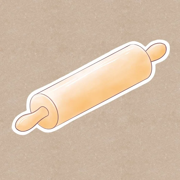 Simple Illustration Outline Rolling Pins Orange Color Craft Background Sticker — Stock Photo, Image