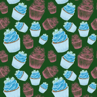 Kekin yeşil arka planındaki desen mavi, doğrusal desenli renkli desen ise pürüzsüz.