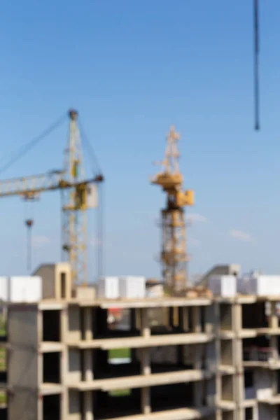 Hydraulische Hijskranen Arbeiders Die Beton Fundering Worden Gebracht Cement Gieten — Stockfoto