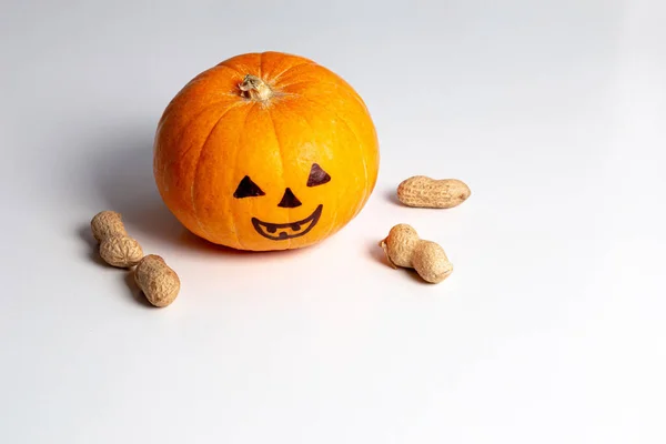 Halloween pumpkin with face isolated on white — Stock Photo, Image