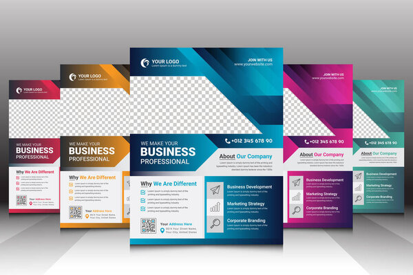 Blue & Yellow Modern Unique Corporate Flyer Design Template