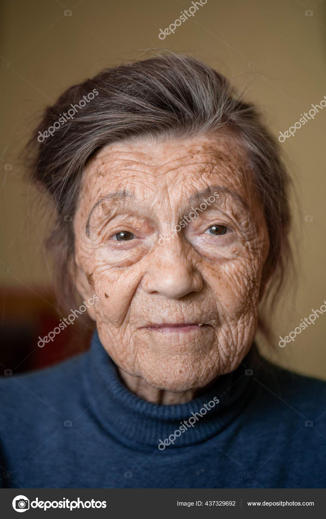 Elderly Caucasian Senior Grandmother Ninety Years Old Looks.