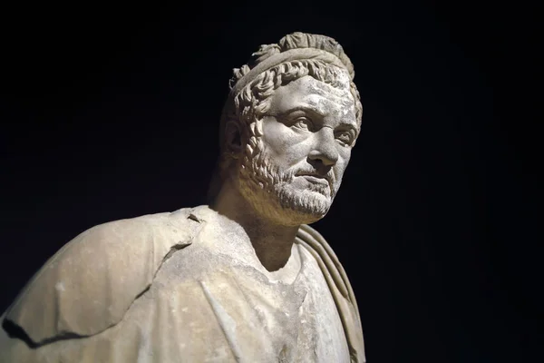 Roman statue of Emperor Priest. Marble. Perge. 2nd century AD. Antalya Turkey.