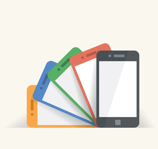 Présentation des téléphones mobiles de couleur arc-en-ciel — Image vectorielle